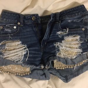 Ae crochet high waisted shorts